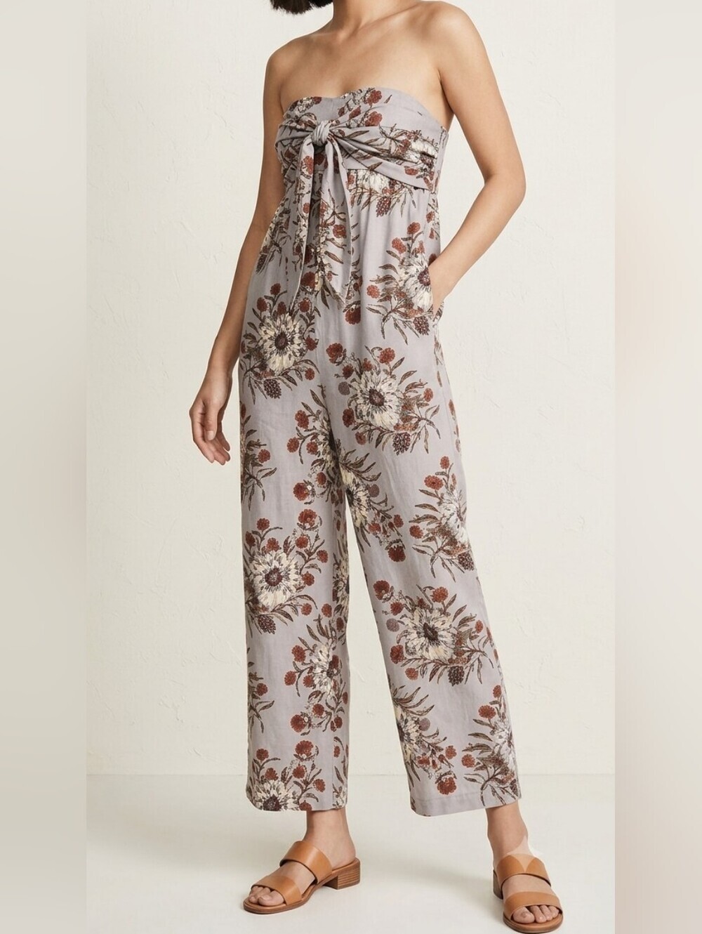 Madewell Gray Floral Jumpsuit